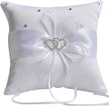 7.8" Satin Double Hearts Decoration Wedding Ring Bearer Pillow (White)