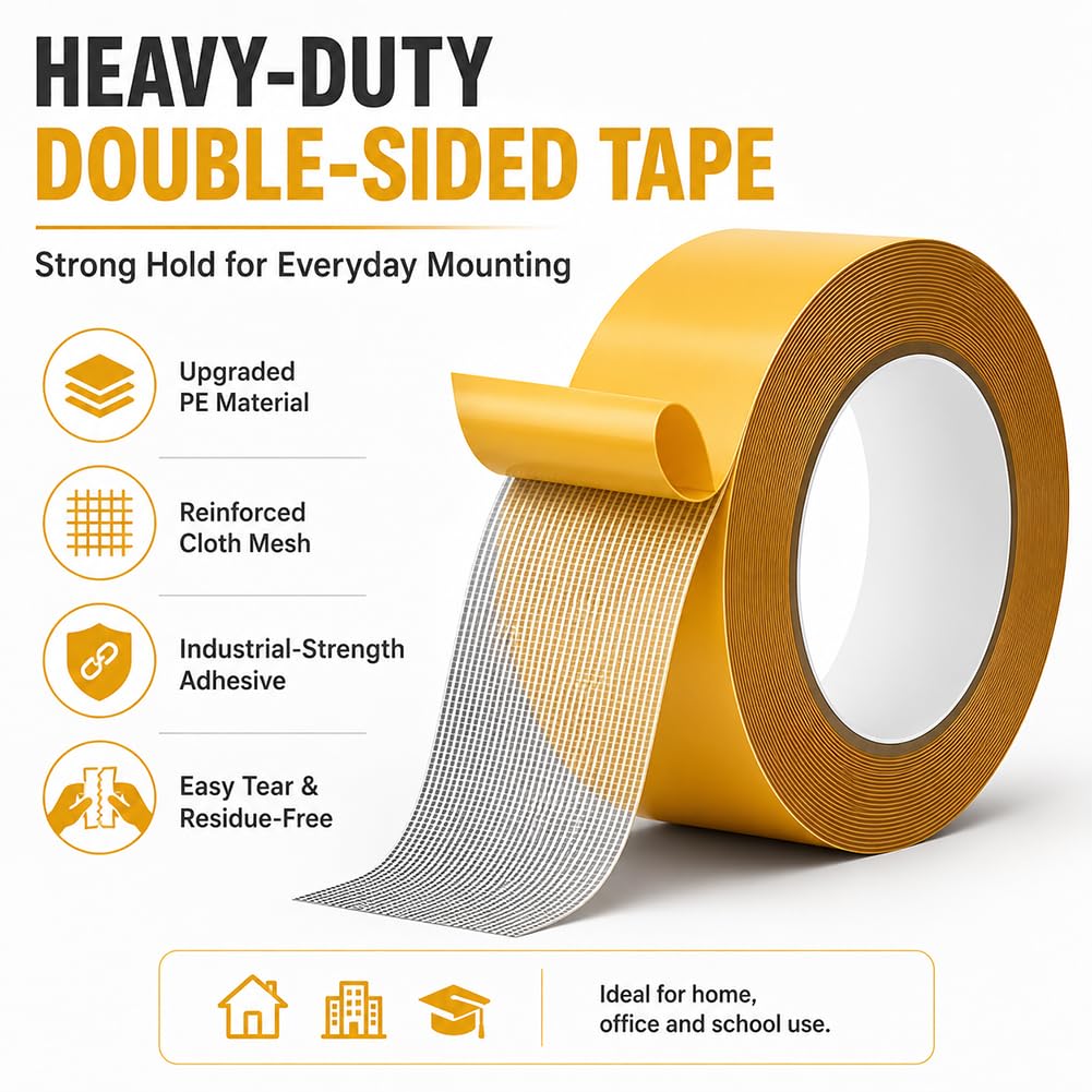 High Tack Double Sided Mesh Tape,Grid Double-Sided Tape, 1.96" x 66 FT