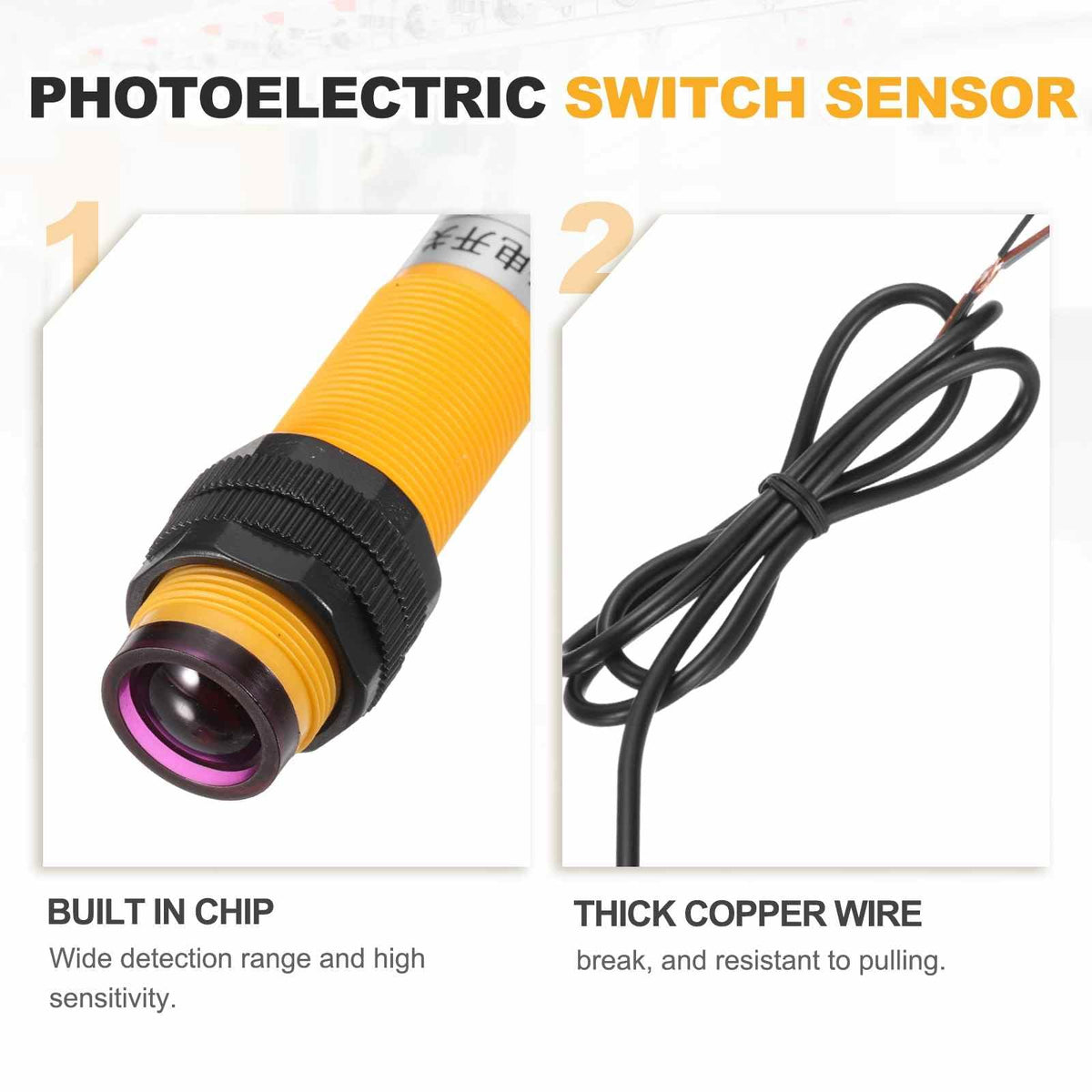 MECCANIXITY 2Pcs E3F-5DN2/5L Photoelectric Sensor Detection Distance 5M