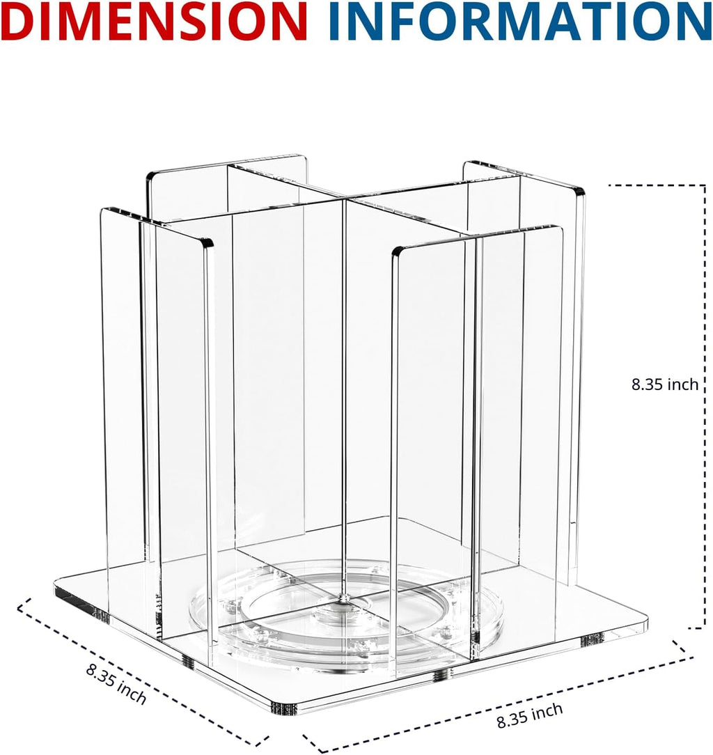 Cup and Lid Holder, 4 Compartment, Square | Rotating Coffee Cup Dispenser Lid Carousel for Restaurant, Buffet, Coffee