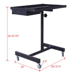 Rolling Tool Tray with Wheels, Heavy Duty Adjustable Work Table with Drawers, Tear Down Work Table with Drawer for