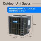 2 Ton 14.3 SEER2 Central Air Conditioner Unit - R32 AC Condenser