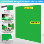 Green Screen Backdrop Kit with Stand, 5X6.5ft Portable Green Screen Backdrop with Stand kit, GreenScreen Background