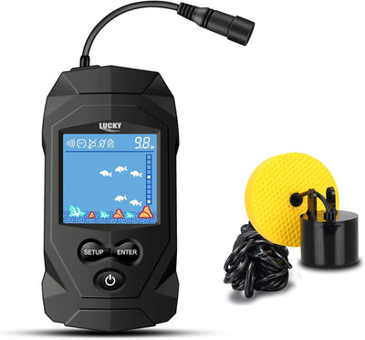Portable Fish Finders Wired Transducer Kayak Fish Finder Kit Portable Depth Finder LCD Display for Kayak Boat Ice
