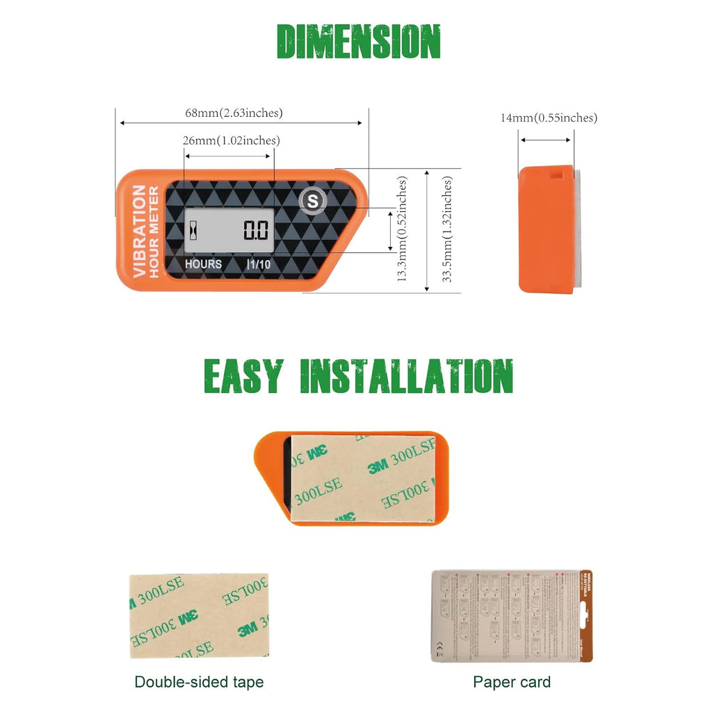 YOOREAL Vibration Hour Meter,Maintenance Hours Waterproof IP68