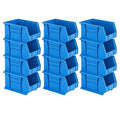 15" x 8" x 7" (12 Pack) Plastic Stackable Storage Bin, Hudson Blue