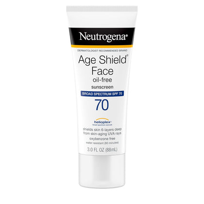 Neutrogena Age Shield Face Oil-Free Sunscreen Lotion with Broad Spectrum SPF 70, Non-Comedogenic Moisturizing