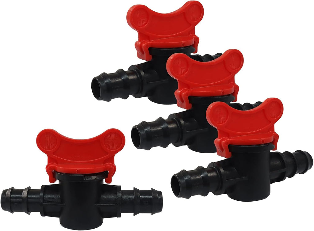 4PCS 1/2" ID Hose Barbed Ball Valve Shut-Off Switch, Black