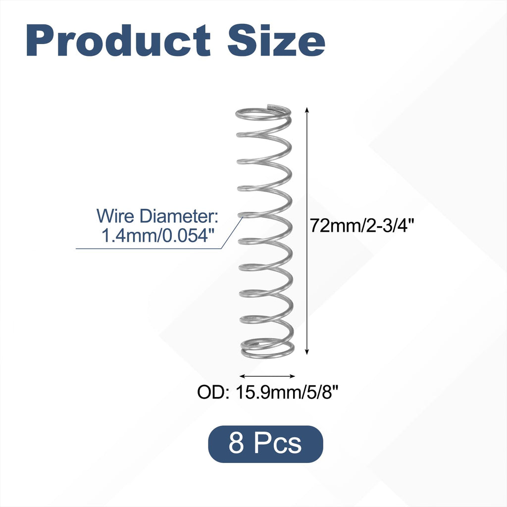 8Pcs SP 9729 Compression Spring Stainless Steel 0.054" GA, 5/8"x2-3/4"