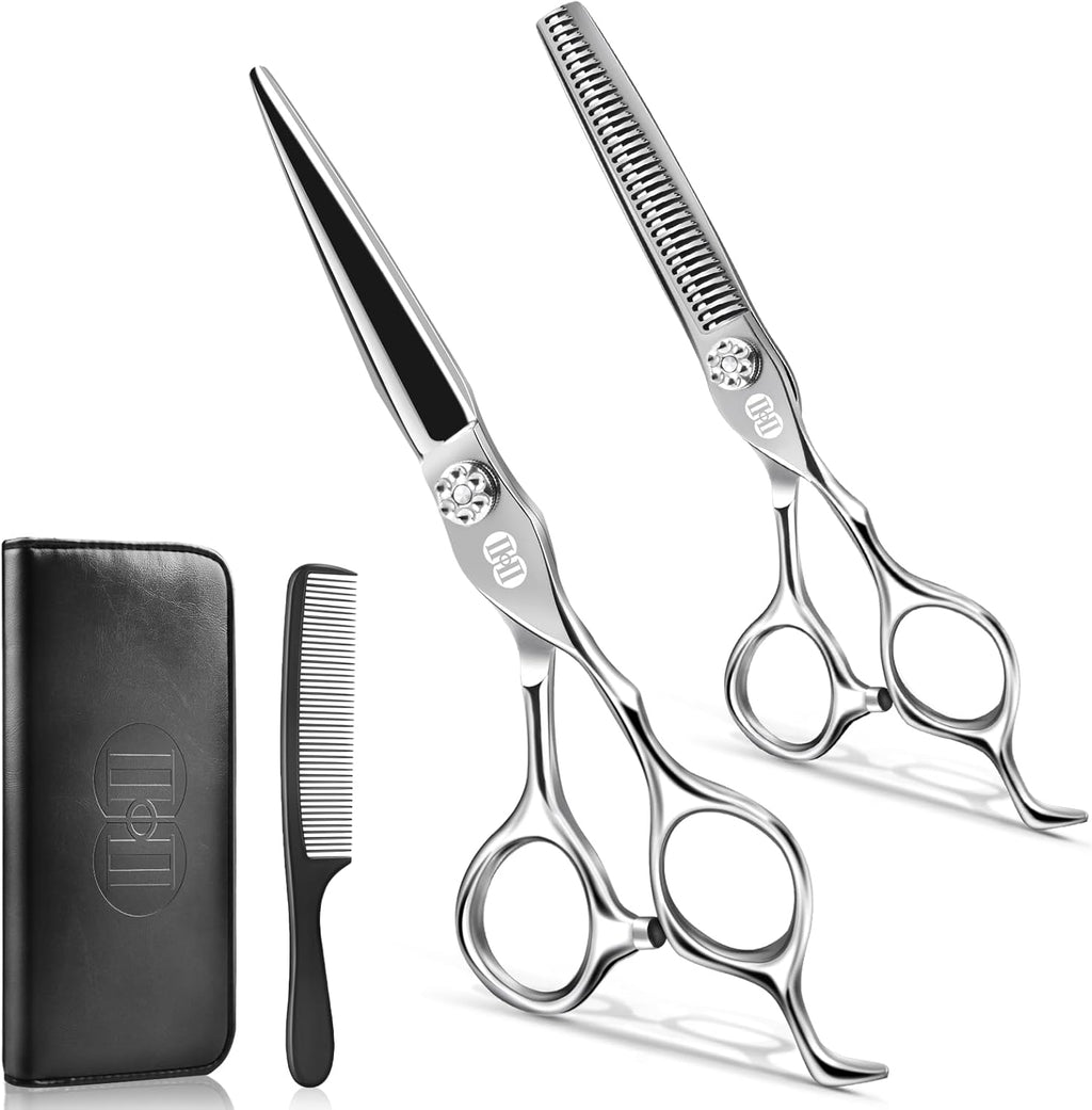 Professional Hair Cutting Scissors Kit, 440C 7″ Barber Shears Set | Pro Haircut Scissors Kit, Hairdressing Trimming