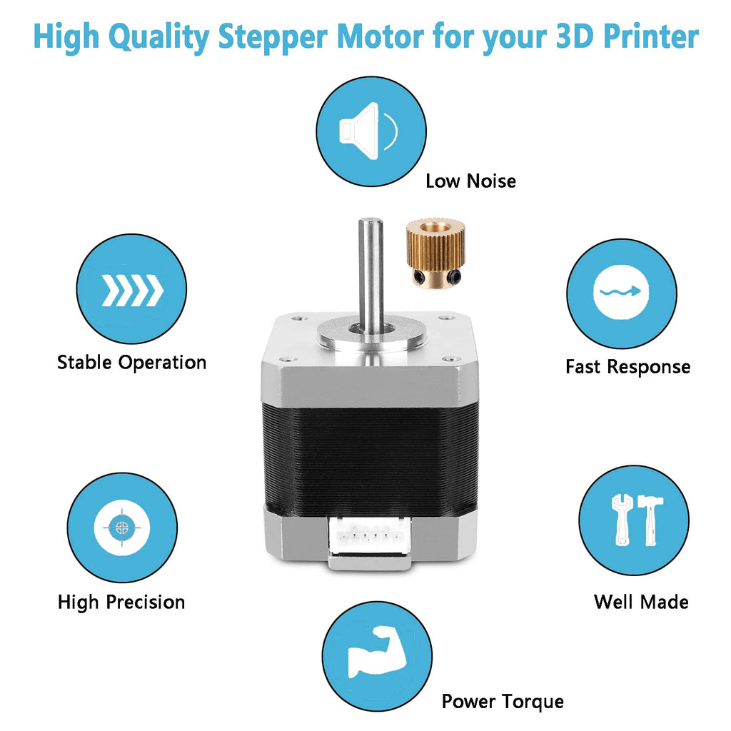 Creality Official 42-40 Stepper Motor with Extruder Gear, 2 Phase 1A 1.8 Degree 0.4 N.M for 3D Printer Extruder
