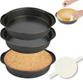 8" Round Cake Pan, 3PCS Nonstick Cake Pans with 100 PCS Parchment Paper, Carbon Steel Cake Baking Pans with Handle