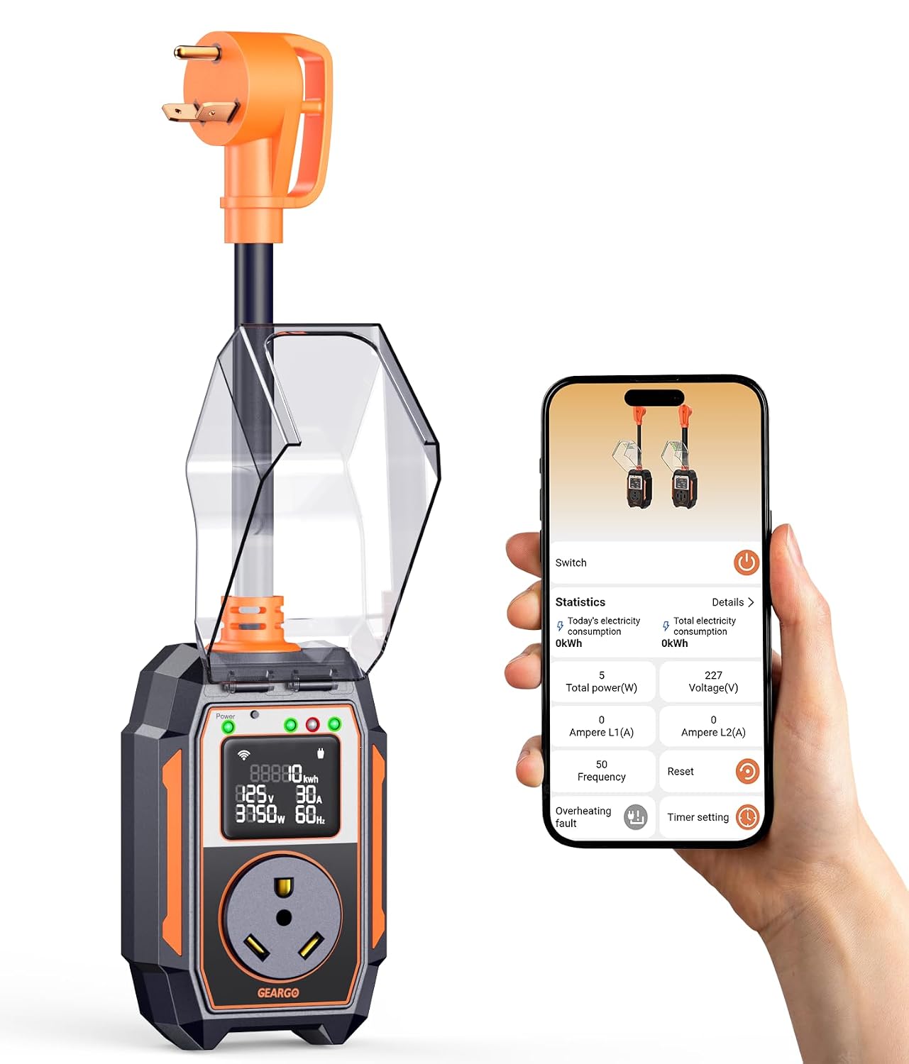 2026 𝐀𝐥𝐥-𝐍𝐞𝐰 RV Surge Protector 30 Amp 28000 Joules, Larger LED Display，RV Circuit Analyzer with Smart App &