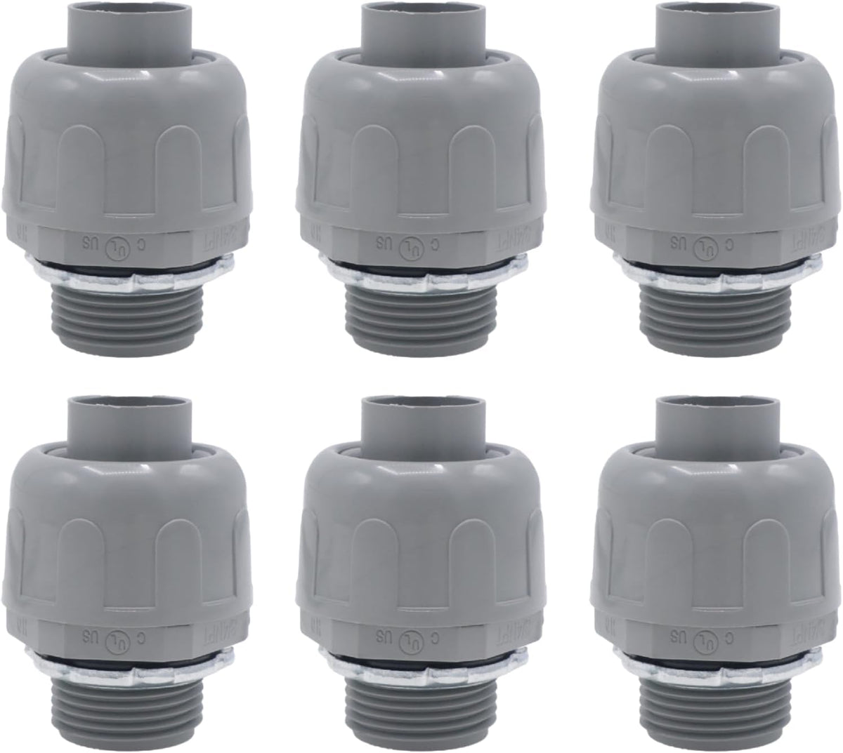 6-Pack 3/4 Inch Liquid Tight Conduit Connectors, Straight