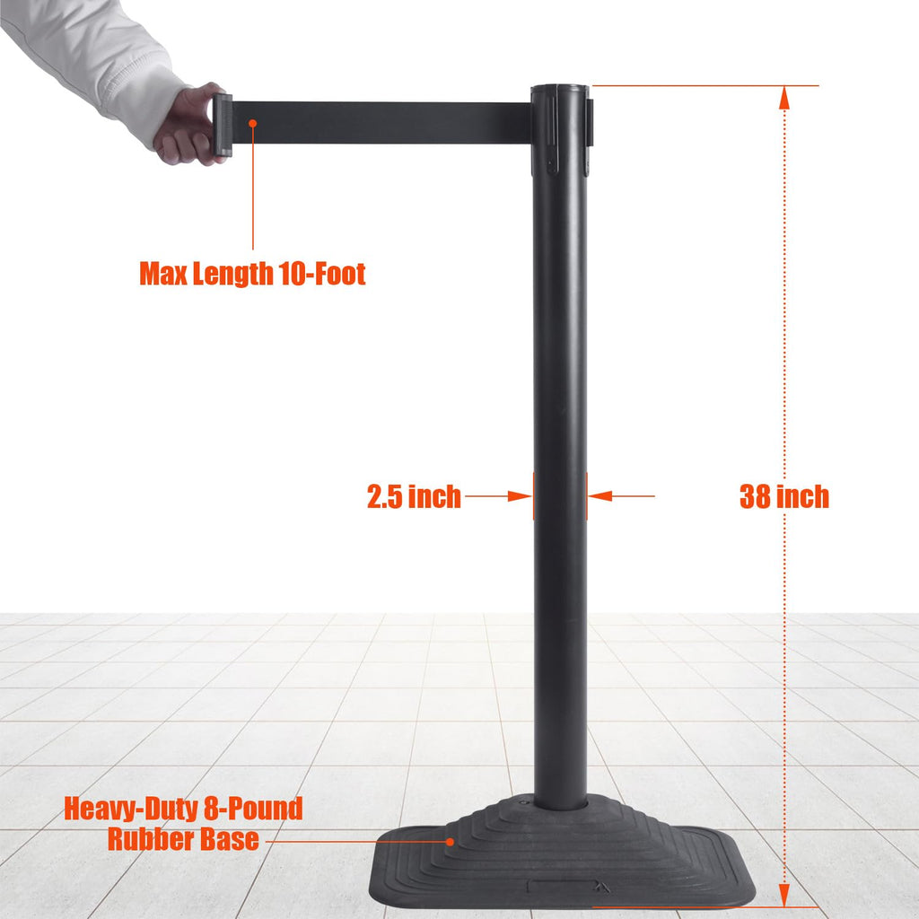 4-Pack Crowd Control Stanchion Set with 10Ft Retractable Belt