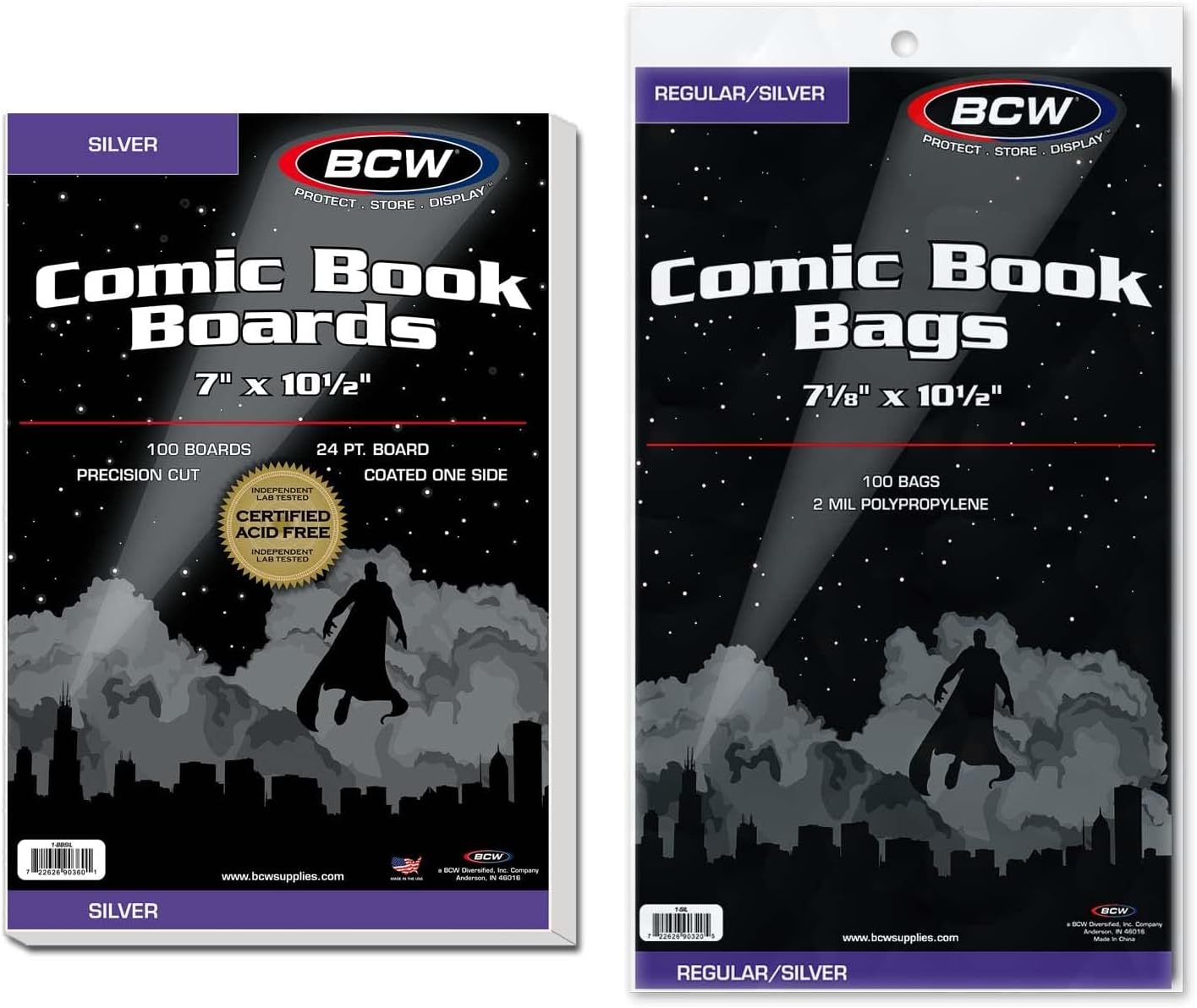 Resealable Silver Age Comic Bags and Backing Boards, 100 Count Each | Includes 100 acid-free resealable sleeves and