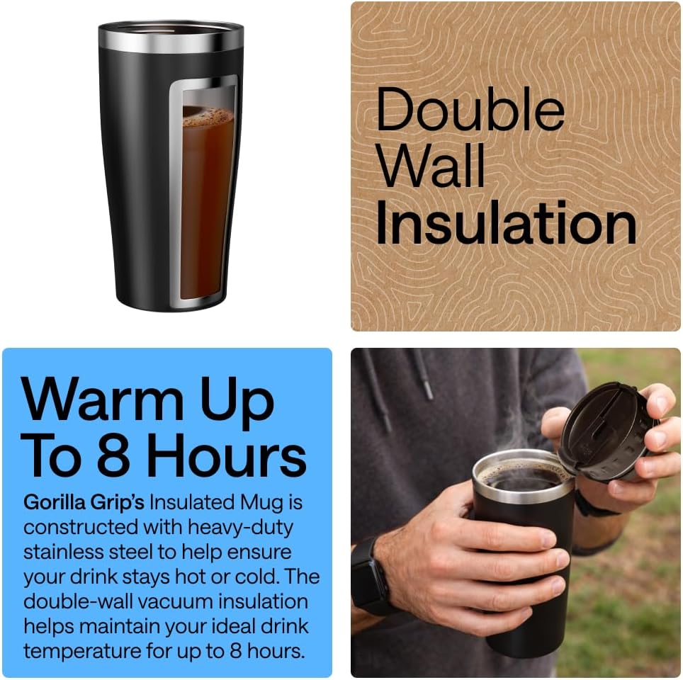 304 Stainless Steel Double Insulated Travel Coffee Mug, Leakproof Lid with Smooth Sip Top, Prevent Spills, Dent &