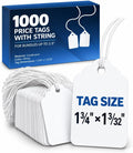 Price Tags with String Attached, 1000 White Tags, 1.75 x 1.09 in