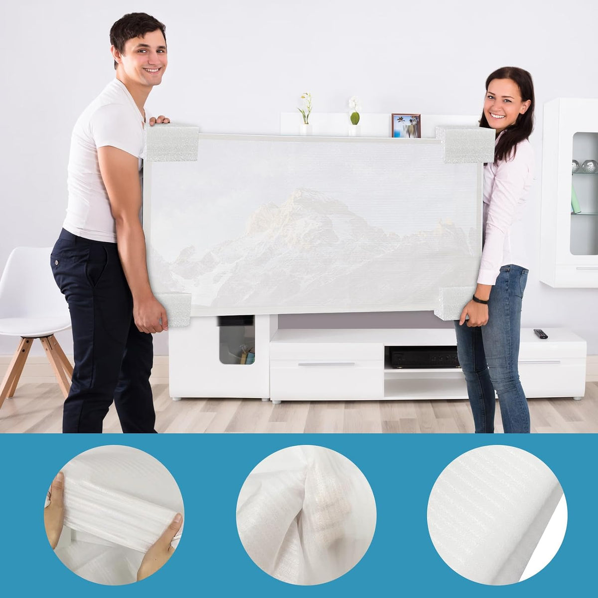 Foam Flat Screen TV Cover and 4 Foam large corner protectors Fits 65''TV