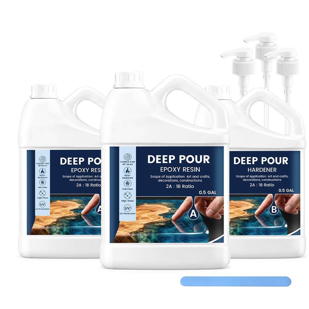 Deep Pour Epoxy Resin — 1.5 Gal, Crystal Clear for River Tables | 2-4" pour depth, bubble-free, UV-resistant, 180-min