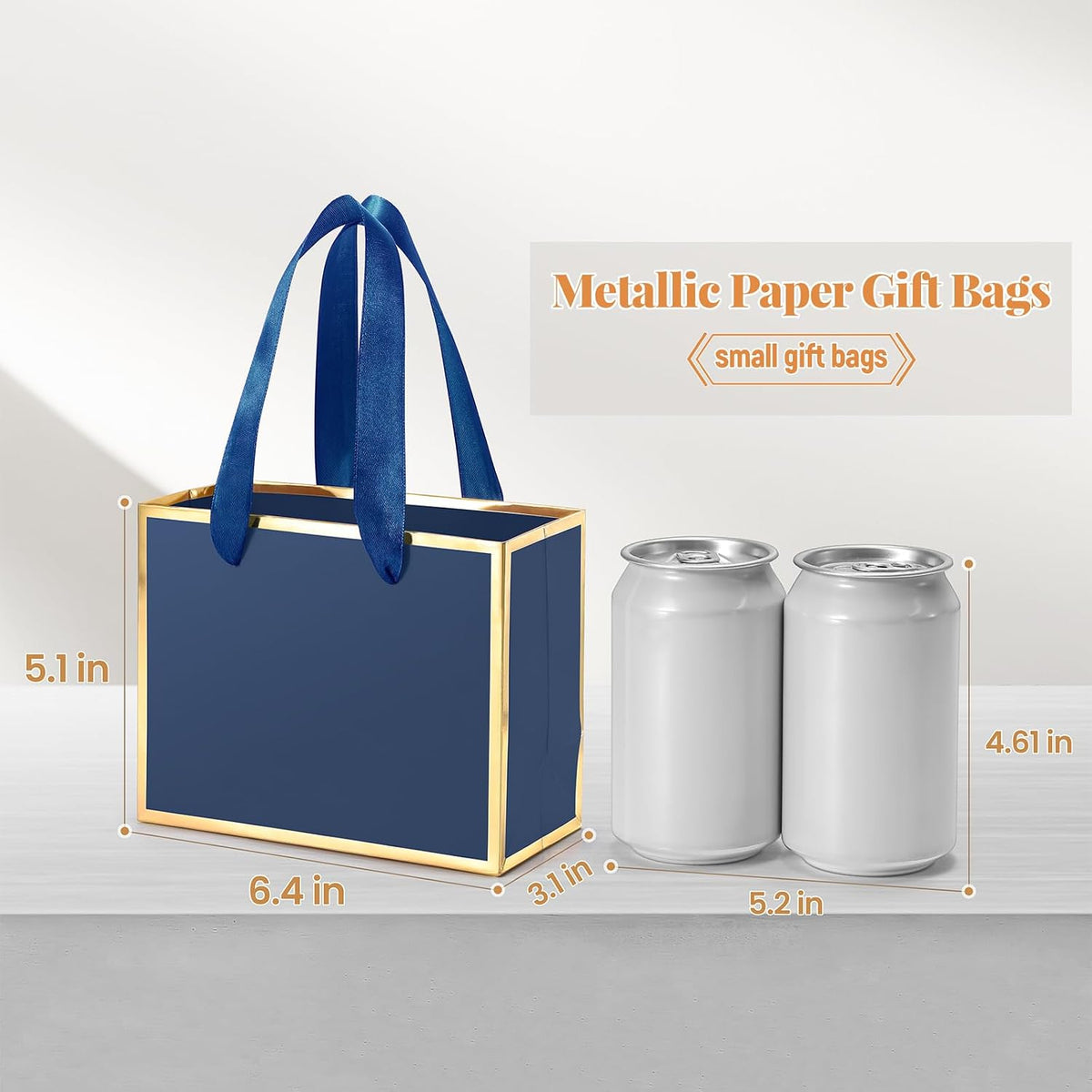 50 Pcs Metallic Paper Small Gift Bags with Handles & Tissue Paper