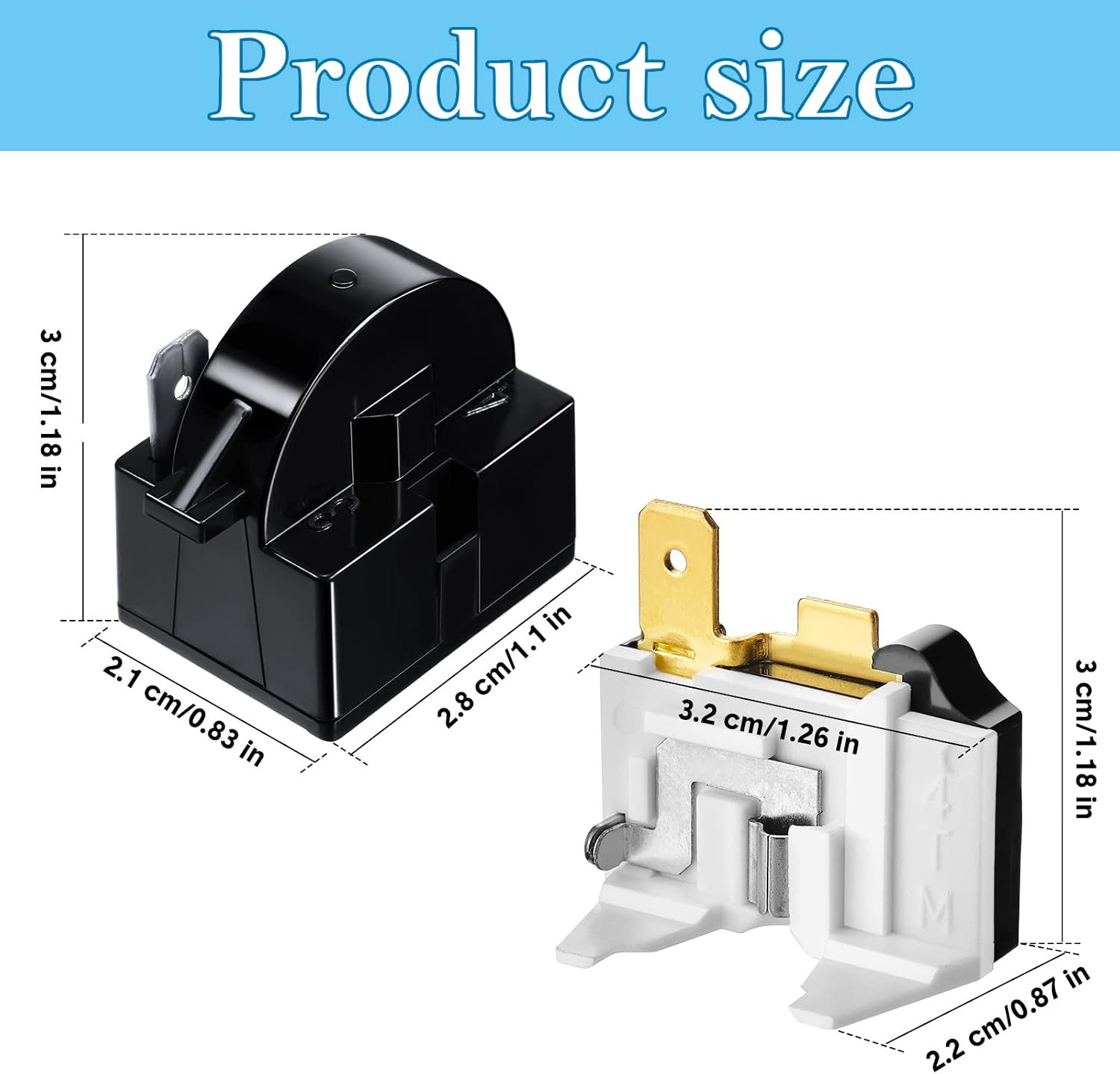 2 Pcs QP2-4.7 PTC Starter Relay & 6750C-0005P Overload Protector | 1 Pin Relay, Compatible with LG Refrigerator
