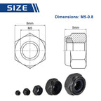 Kozelo 30Pcs M5-0.8 Nylon Locking Hex Nuts CarbonSteel Black