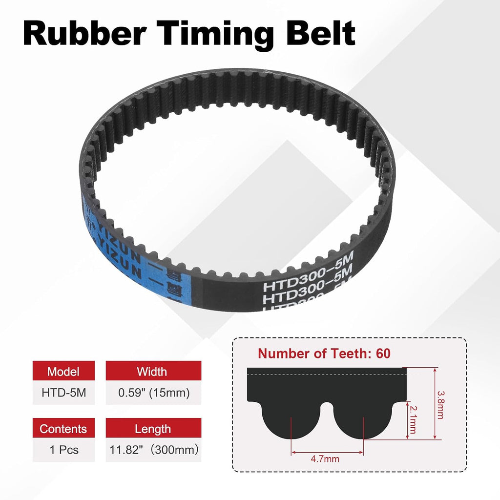 HTD 5M Timing Belts, 300mm Pitch Length x 15mm Width x 3.8mm Height