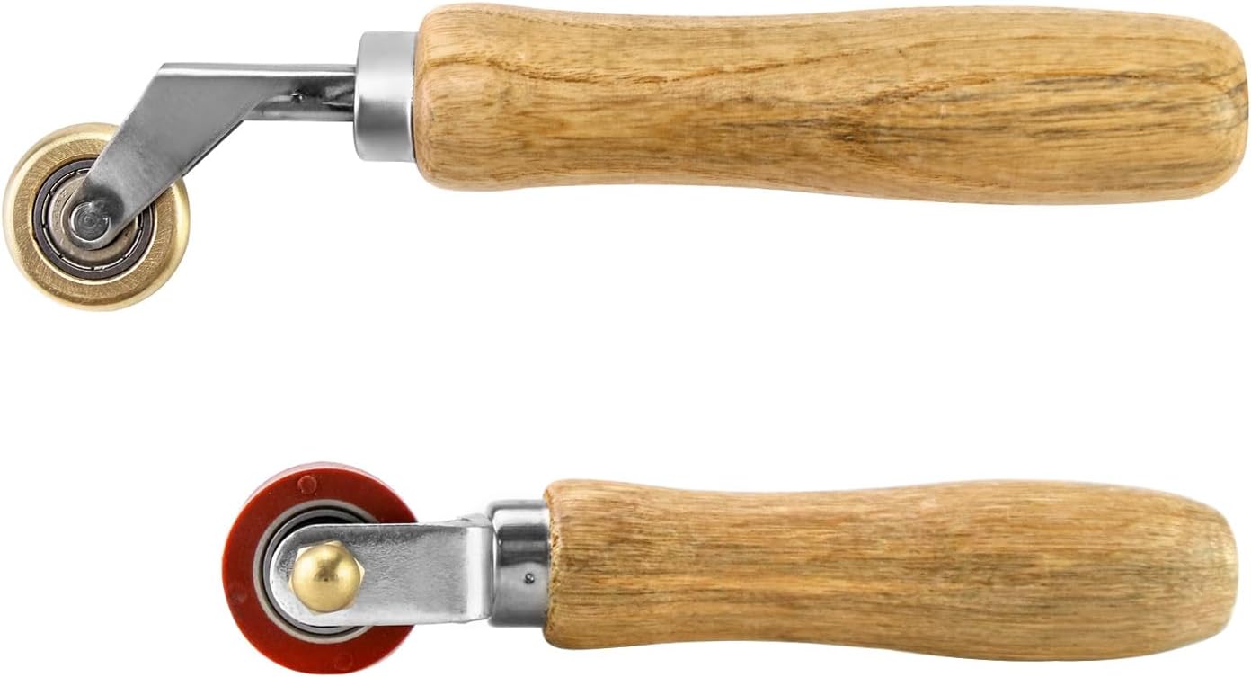 Seam Roller Set, 40mm Silicone Seam Roller + Brass Detail Roller, Removable Bearing Wallpaper Seam Roller Tool for