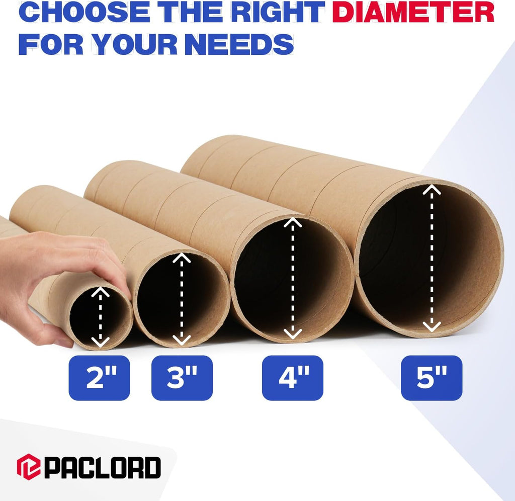 5" x 60" Made in USA Kraft Paper Mailing Tube, 1 Tube, 2 Caps