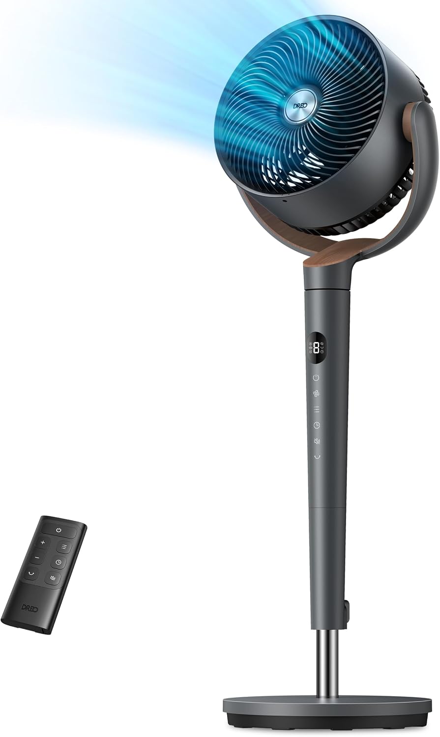 Fan for Bedroom, 120° Oscillating Standing Fans, Quiet Floor Fan with DC Motor, 100ft Pedestal Fans for Room, 9