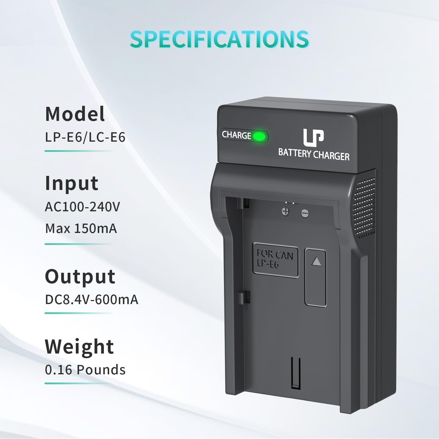 LP-E6 LP E6N Battery Charger, Charger Compatible with Canon EOS 90D, 80D, 70D, 60D, 60DA, 7D Mark II, 7D, 6D Mark II