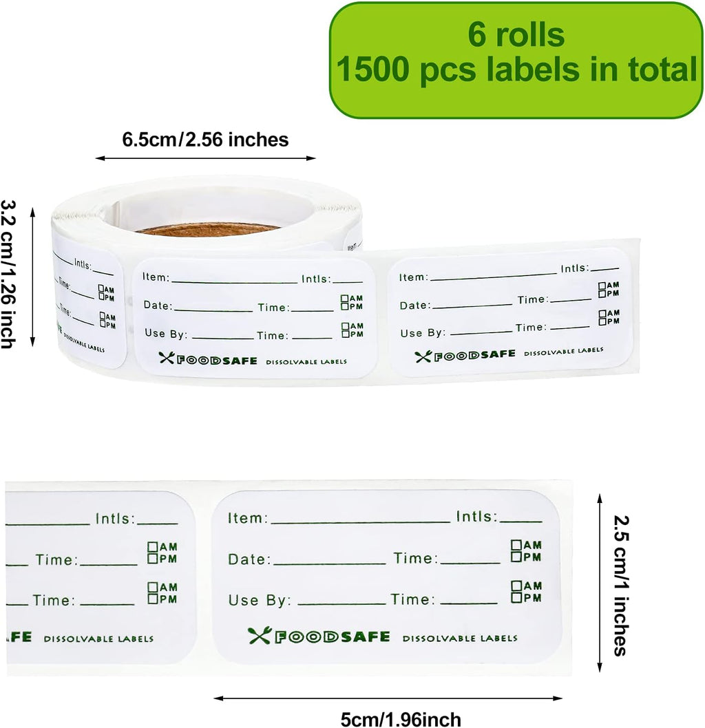1500 Pcs Removable Food Labels for Restaurant Containers, 1 x 2 Inch