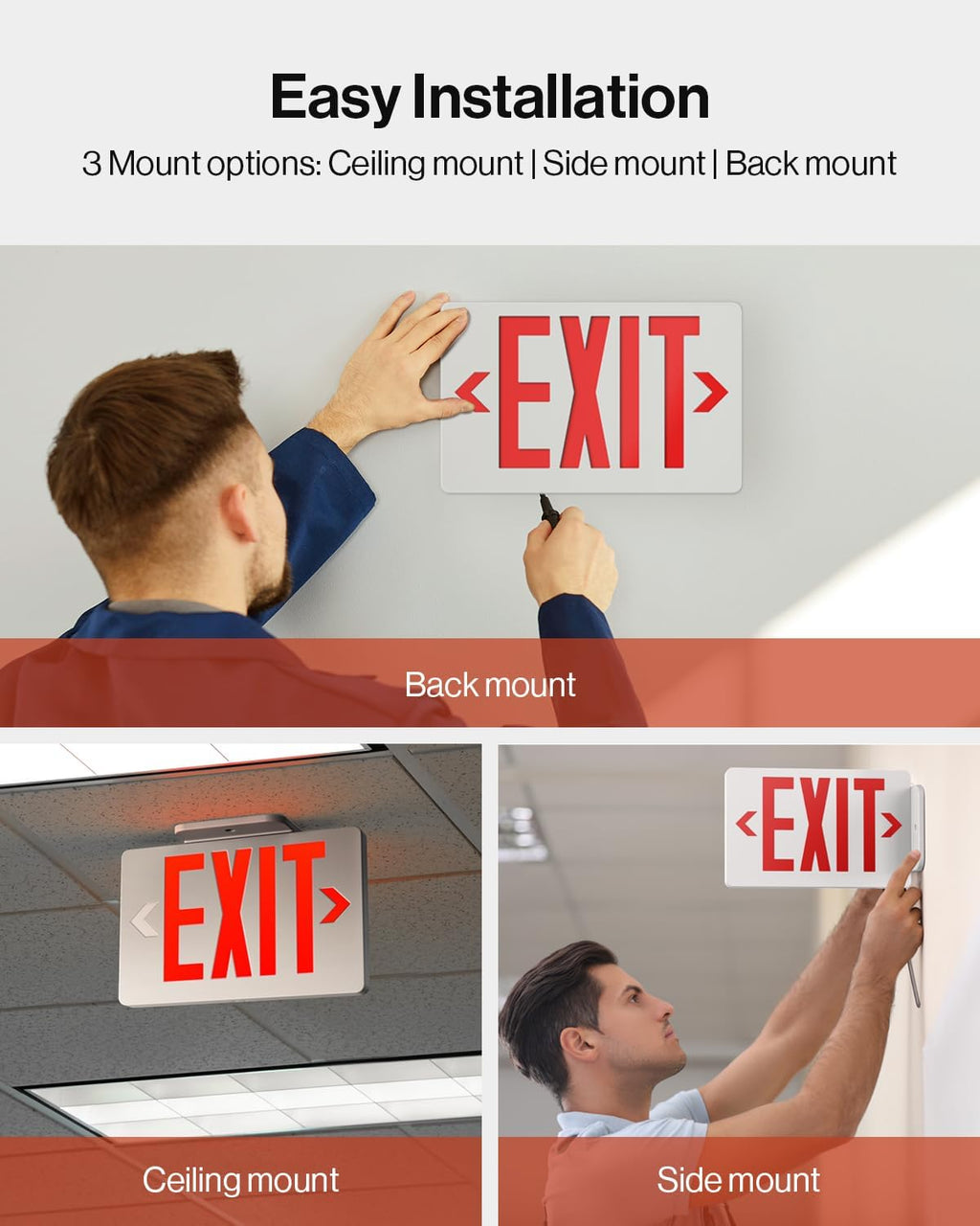 Sunco 6 Pack Red LED Exit Signs, Doublesided, 90 Minute Backup Battery