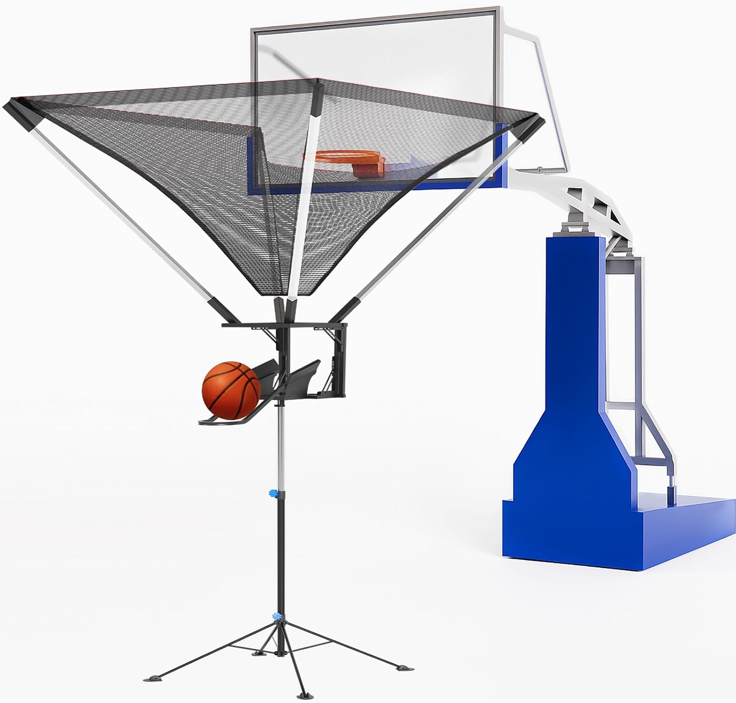 Basketball Rebounder, Basketball Return Attachment with 180° Rotating Track, Shot Trainer Rebounder Net Return System