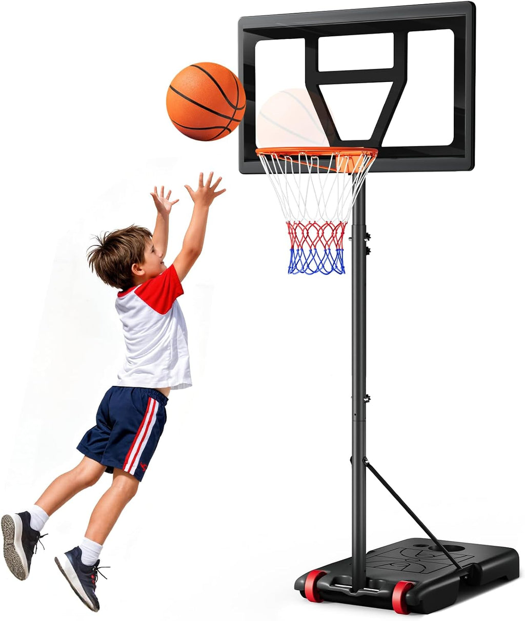 Kids Basketball Hoop Outdoor Height Adjustable 3-7 FT, Portable Basketball Goal System for Kids Youth Teens in