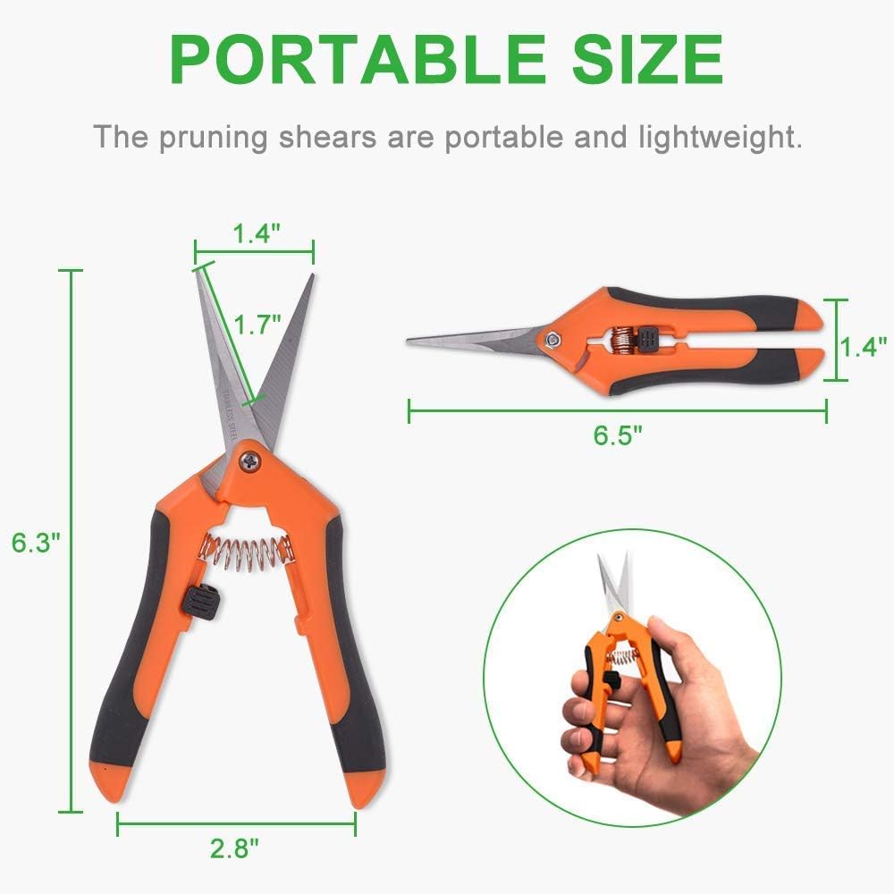 3 Packs Straight Pruning Shears, 3 Packs Curved Blades Trimming Scissors For Cannabis Gardening Hand Pruning Snips