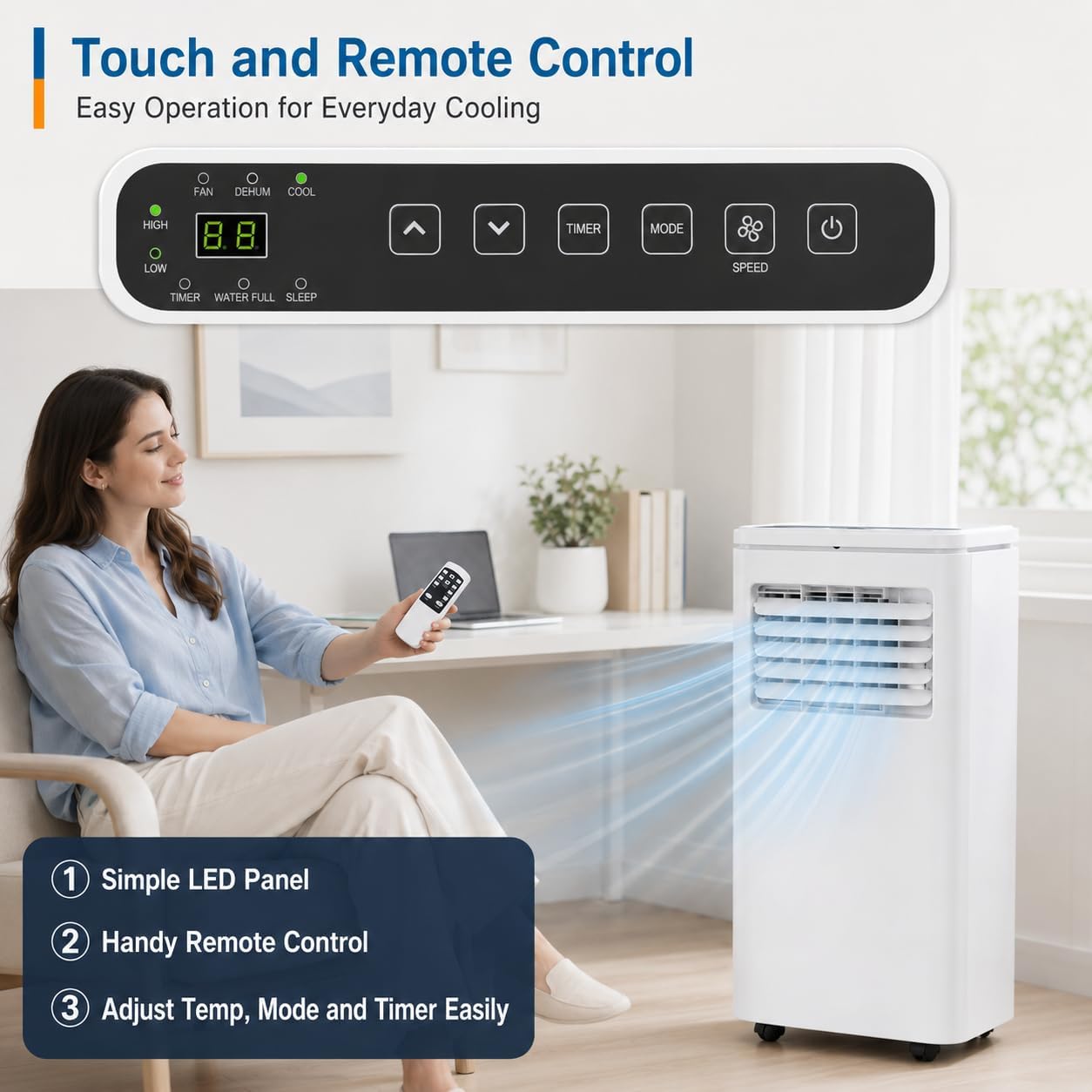 Portable Air Conditioners, Air Conditioners 10,000 BTU 4-in-1 Quiet AC Unit with Cool, Fan, Dehumidifier, Sleep