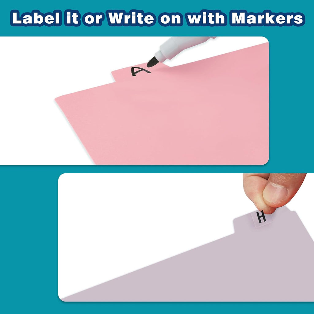 5"x8" Plastic Index Card Dividers, Pastel Colors, 25 Pack | Heavyweight, A-Z, Made of Polypropylene, Alphabetical