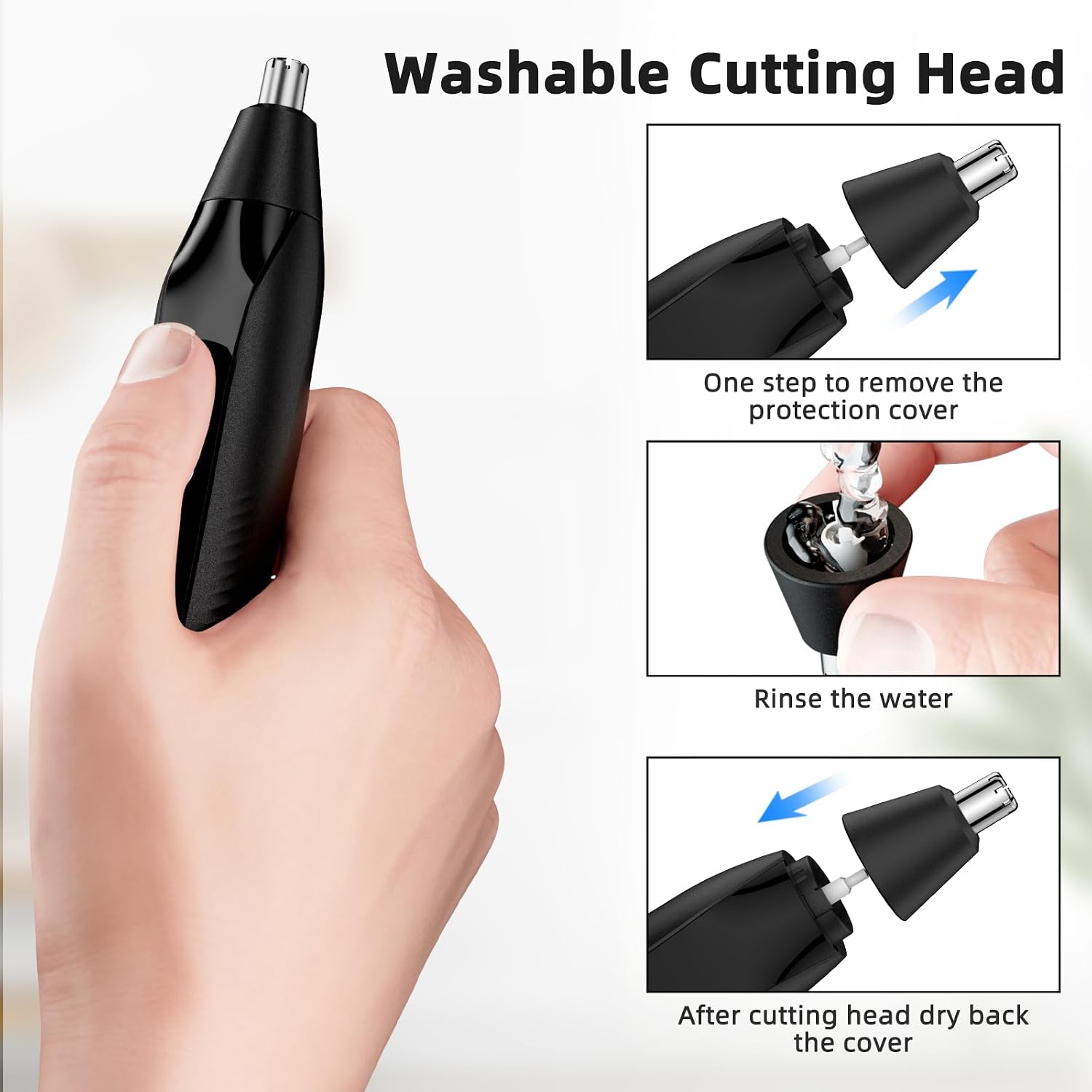 Nose Hair Trimmers for Men,Rechargeable Eyebrow Trimmer 2 in 1 Painless Multifunctional Ear and Nose Hair Trimmer