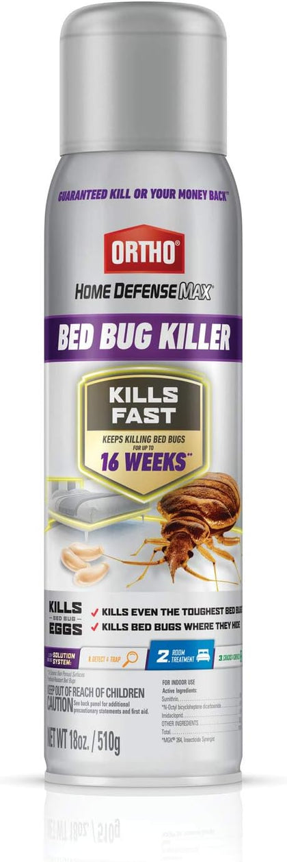 Home Defense Max Bed Bug Killer, Aerosol, 18 oz. | Bed Bug Spray for Home, Also Kills Fleas & Brown Dog Ticks, Spot