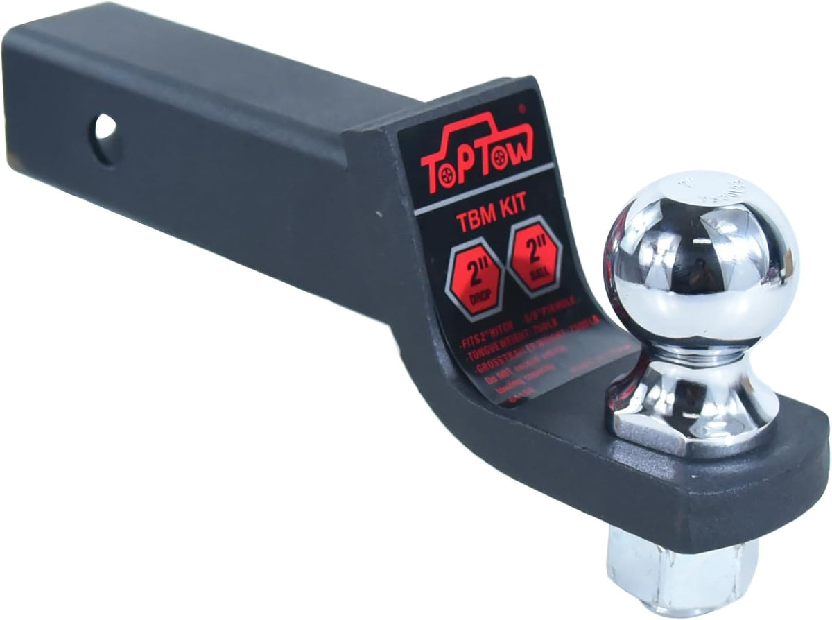 2" Drop Trailer Hitch Ball Mount Kit with 2" Trailer Ball and 5/8" Hitch Pin, Fits 2" Hitch Receiver, Matte Black