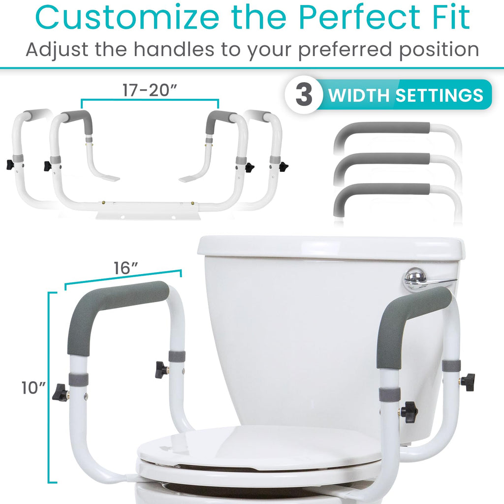 Toilet Safety Rail - Adjustable Grab Bar - Compact Support Frame