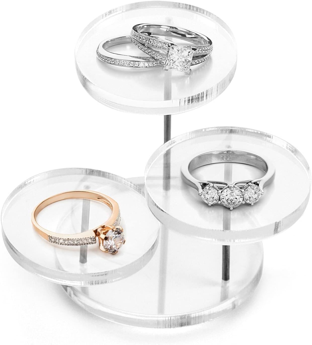 Round Acrylic Products Display Riser Stands, 3 Tier Jewelry Display Stands for Rings Earrings,Mini Figurines, Clear