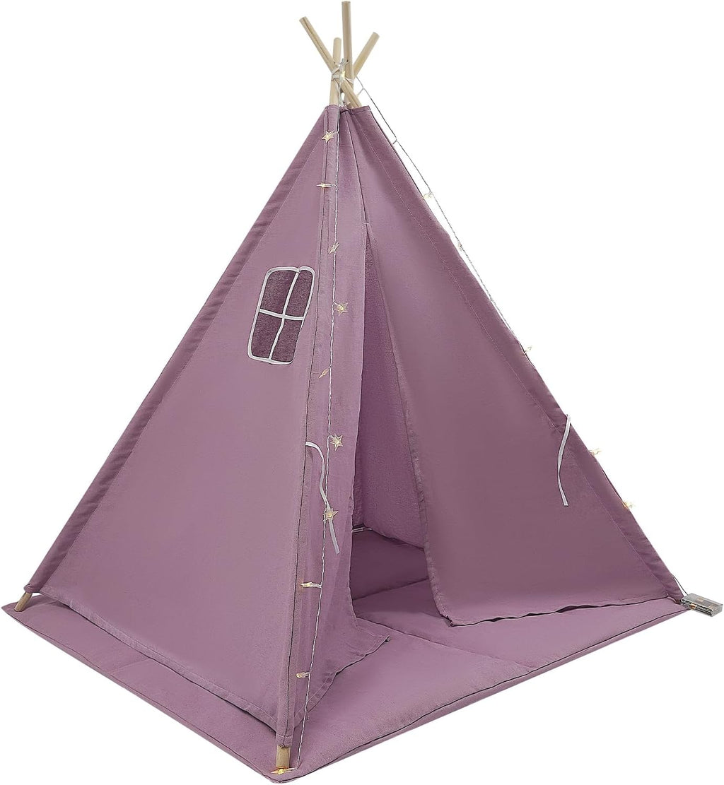 Teepee Tent for Kids with Star Lights, Foldable Play Tent for Girls & Boys, Washable Indoor Toddler Tent, Cozy Warm
