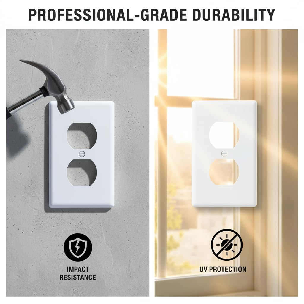 Bates- Duplex Receptacle Outlet Wall Plate, 4.5" x 2.75", 12 Pack, White