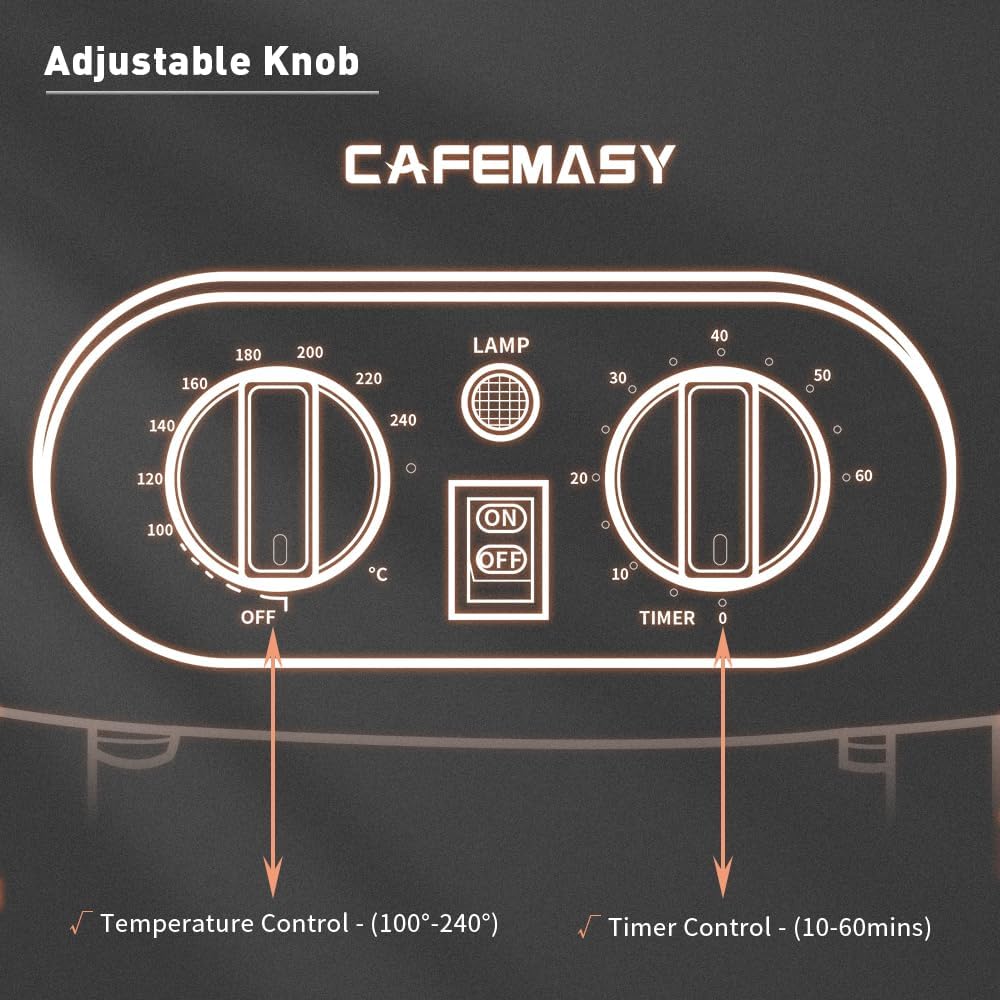 Home Coffee Bean Roaster Machine - CAFEMASY Coffee Bean Handle Design Electric Automatic Coffee Roaster with Timer
