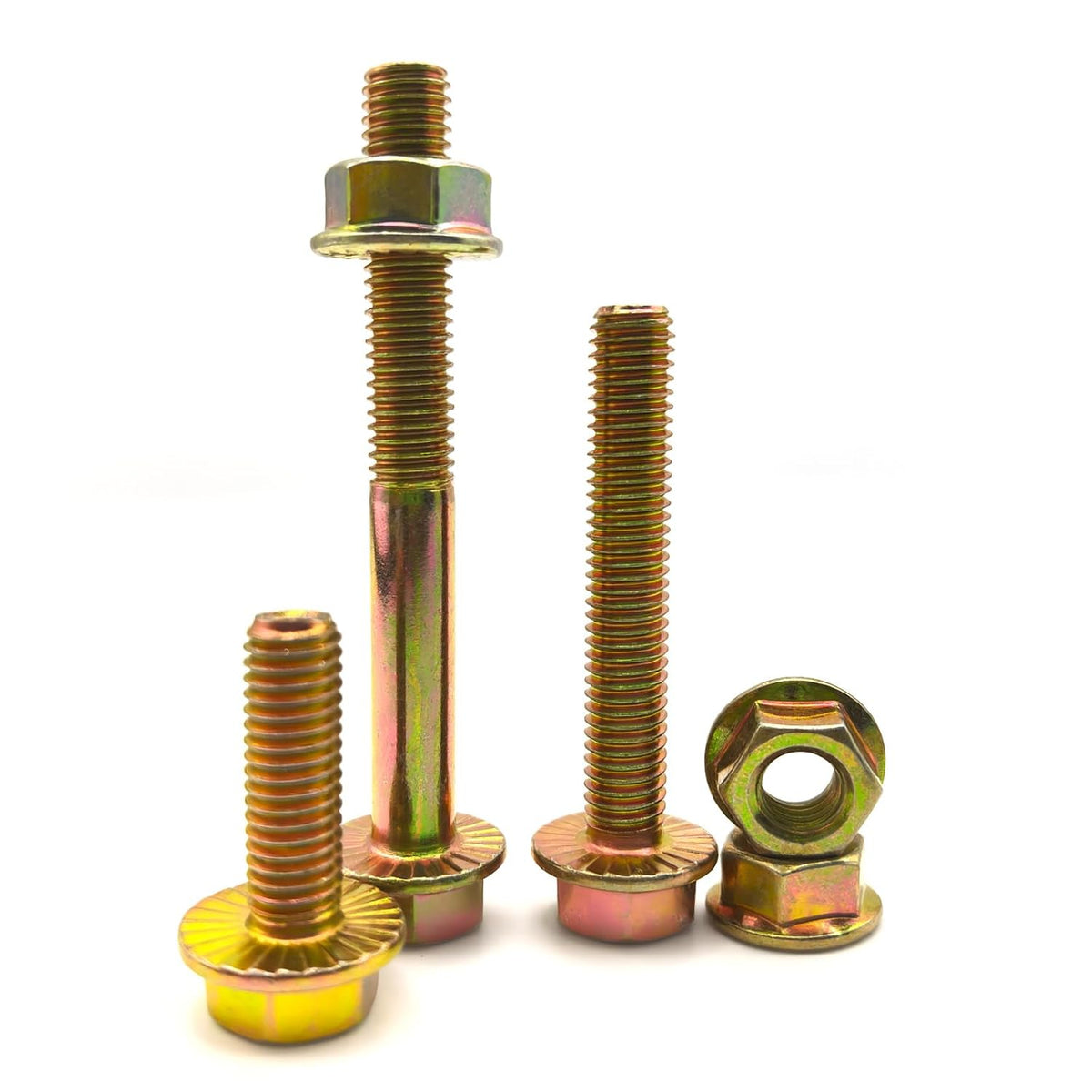 M10-1.5x100mm Flange Bolt Nut Kit, 8.8 Color Zinc-Plated