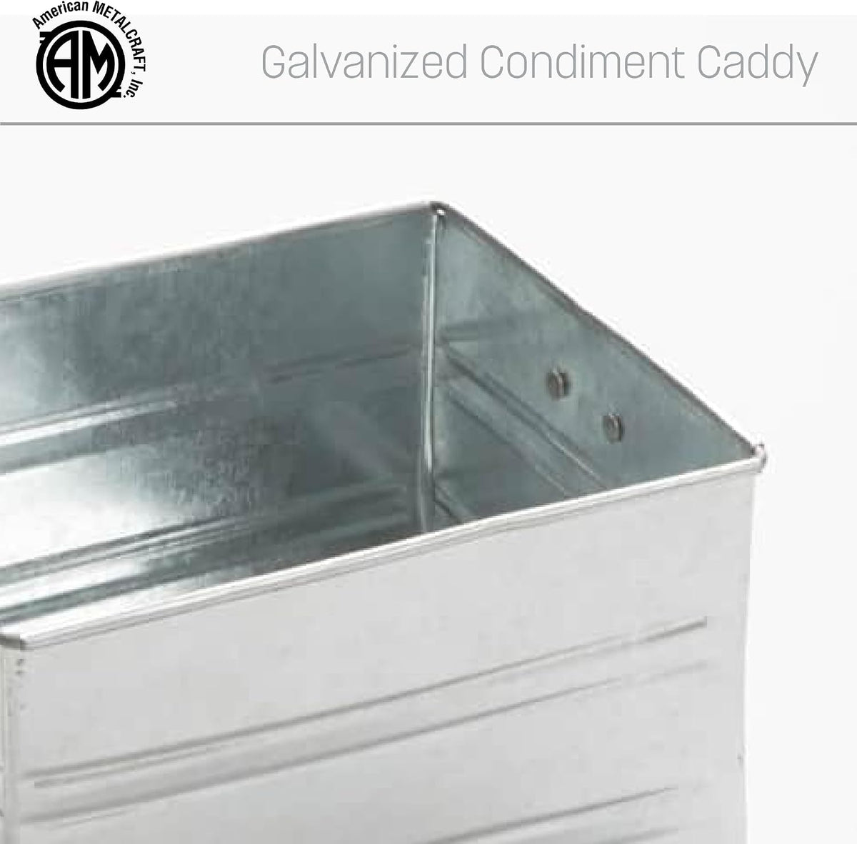 MTUB7 Galvanized Condiment Caddy, Galvanized, 7" Length, 5-3/4" Width, 4" Height
