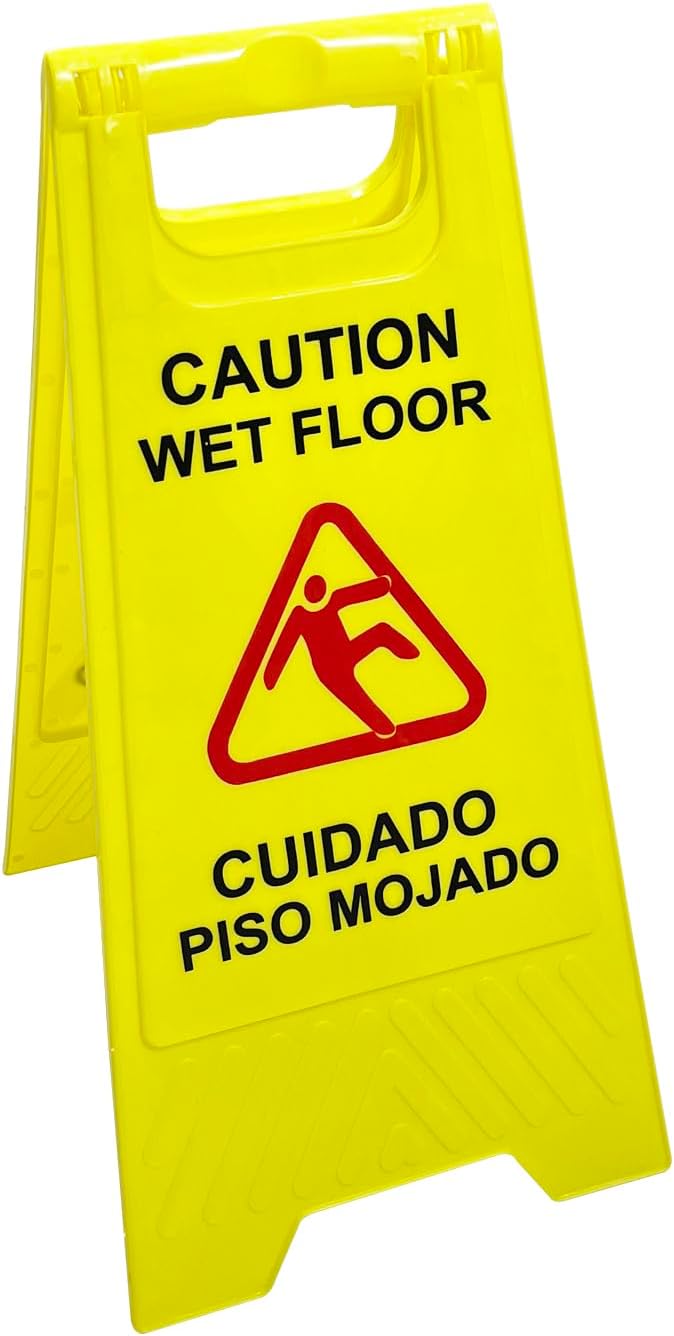 Caution Wet Floor Sign, Foldable Sturdy Bilingual Double-Sided Safety Warning Signs (Pack of 2)